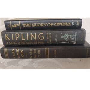 Lot of Three Black and Beige Old Vintage Hardcover Random Books